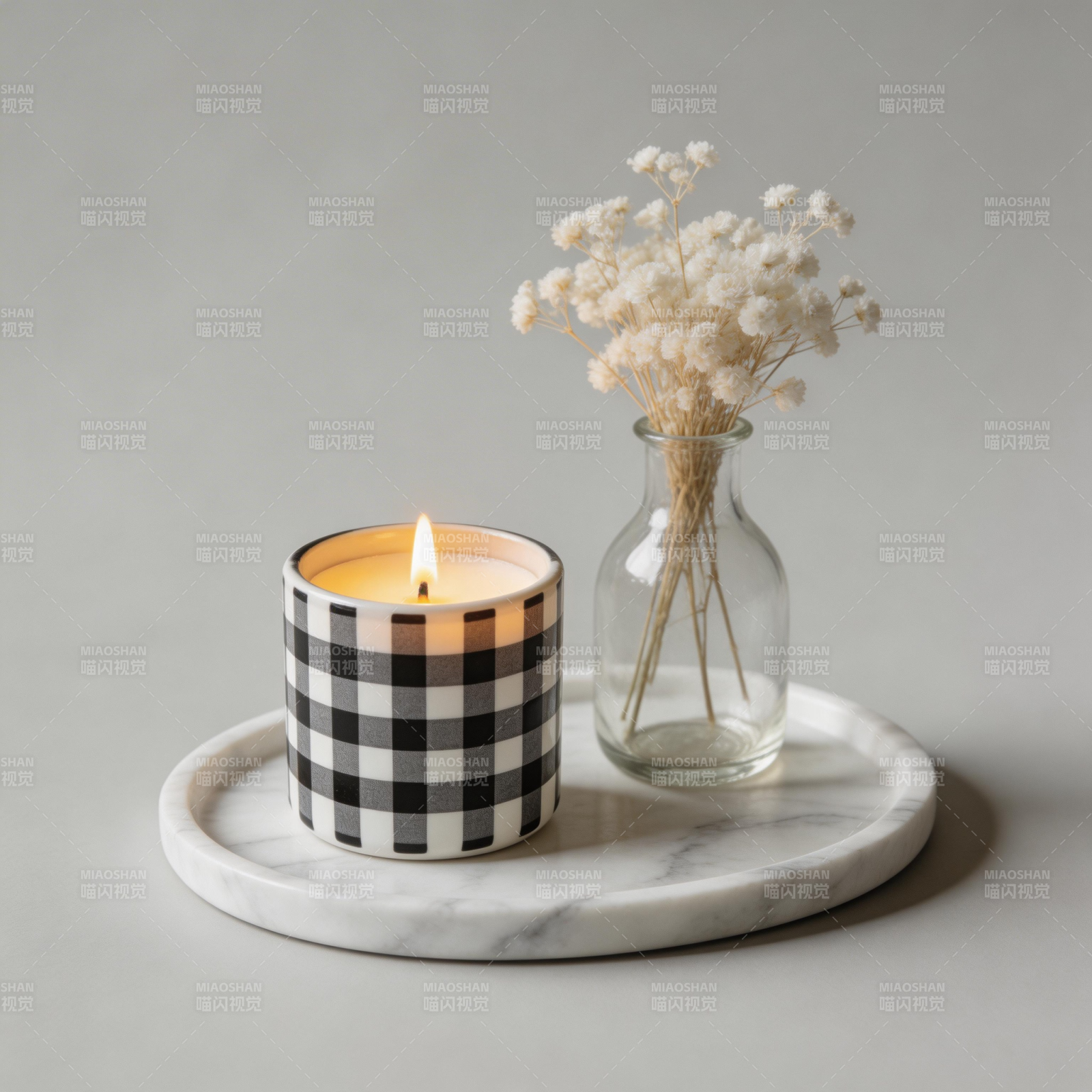 烛光与干花静谧时光图片