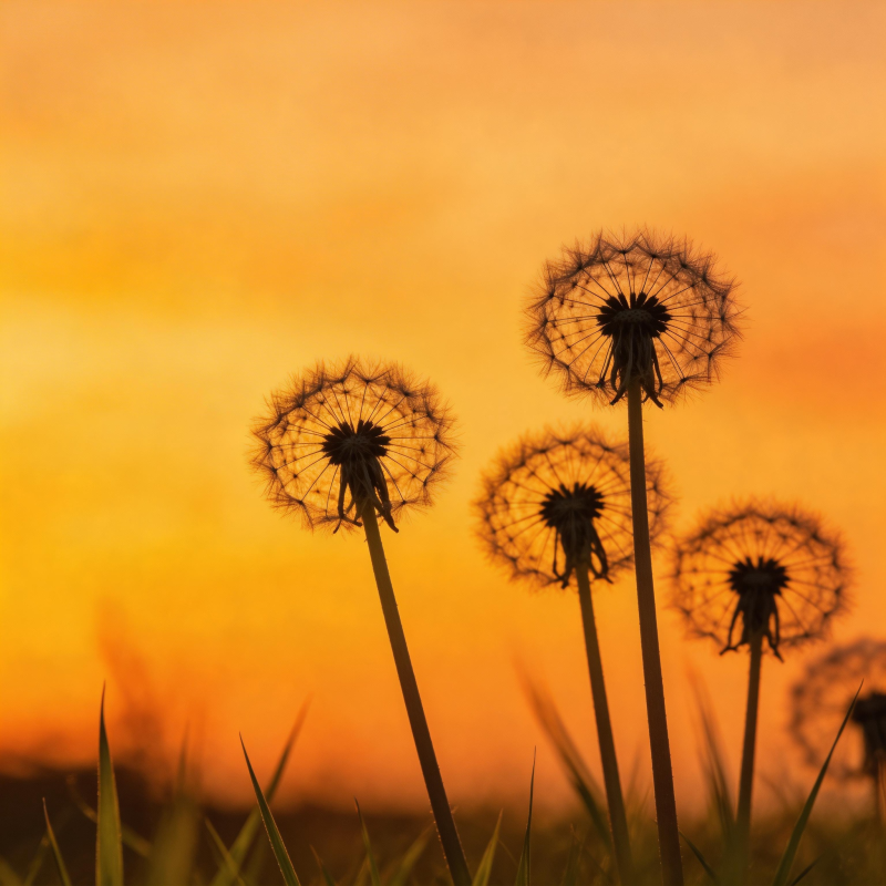 夕阳下的蒲公英图片