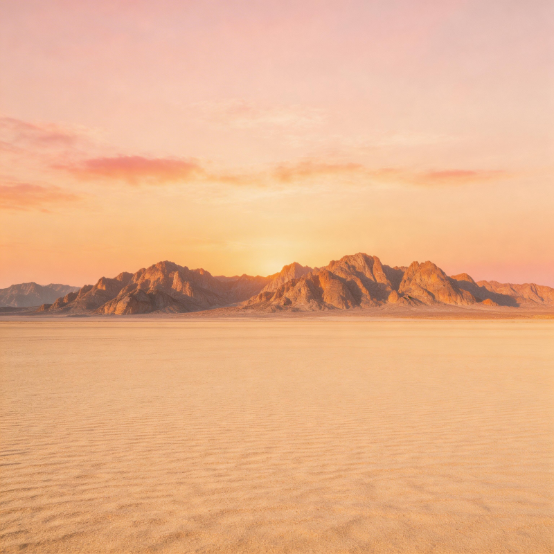 沙漠日落山影图片