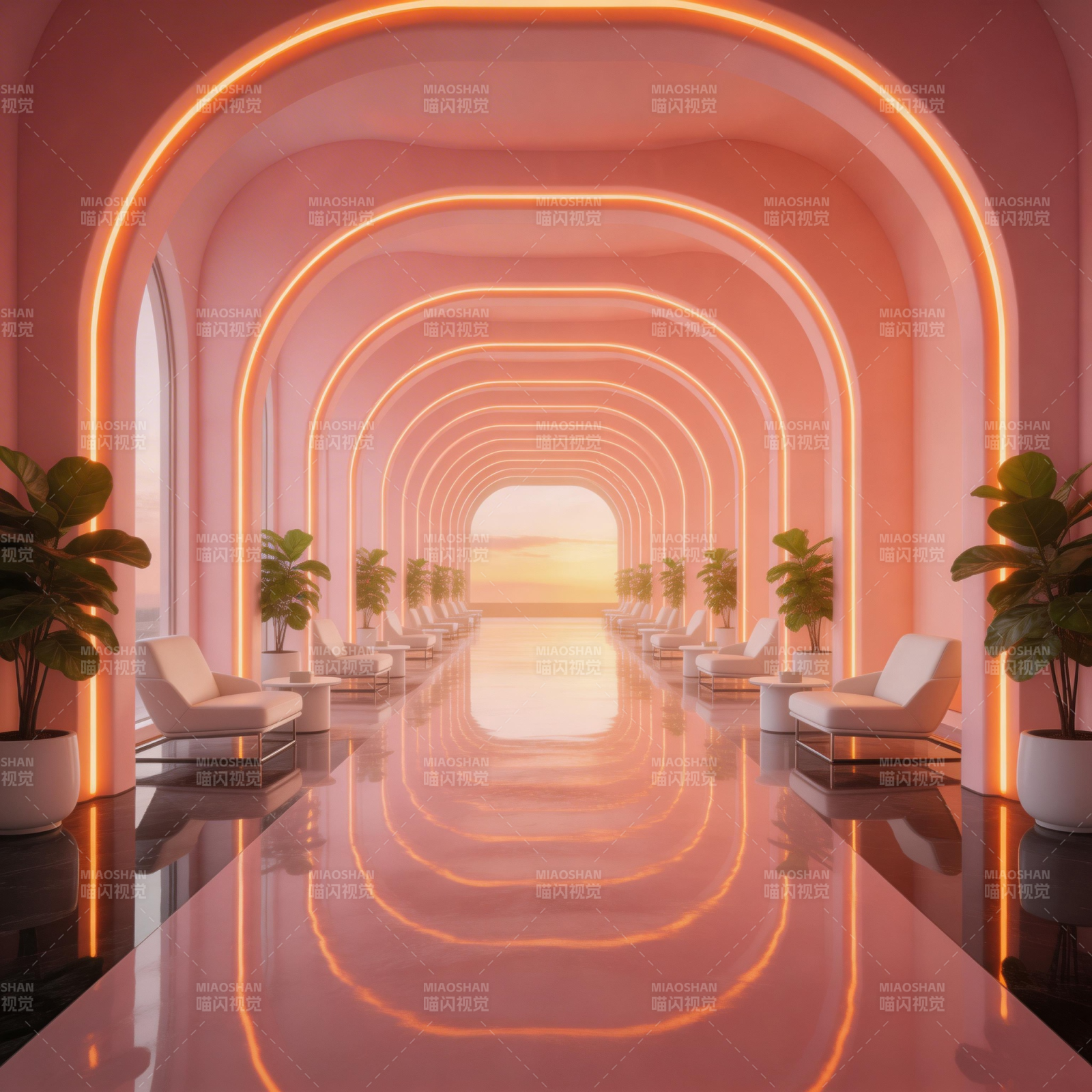 粉色光影长廊图片