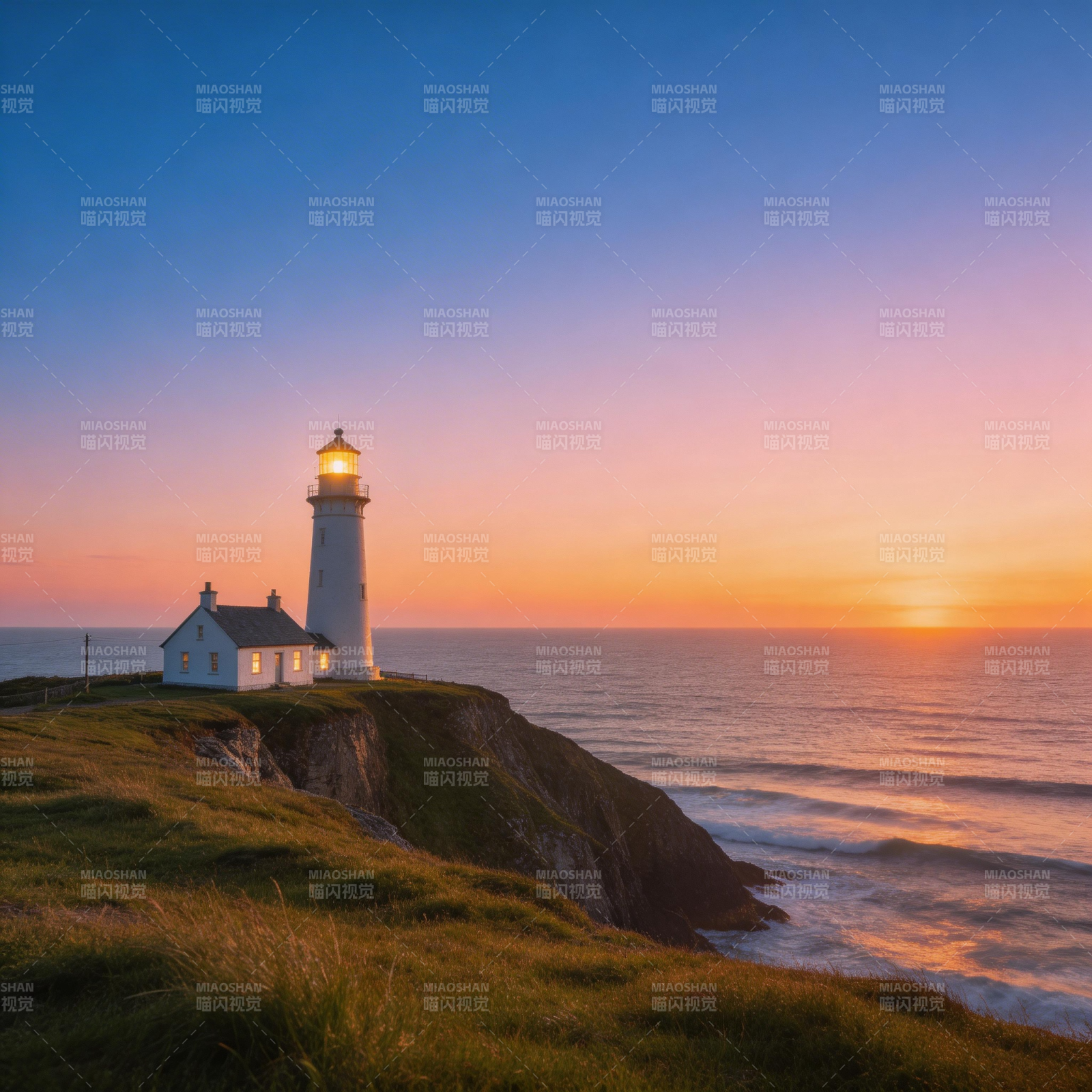 灯塔晨曦图片