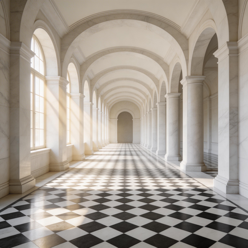 大理石长廊光影图片