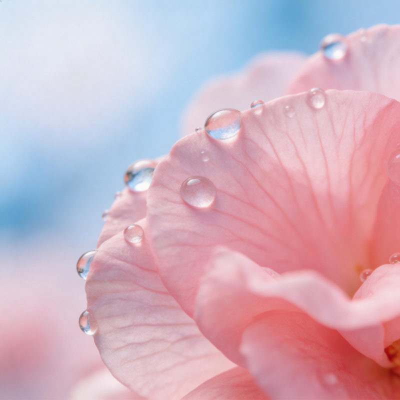 露珠轻吻粉瓣图片