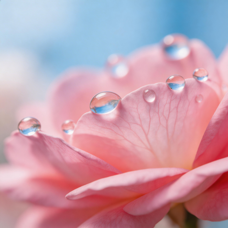 露珠轻吻粉玫瑰图片