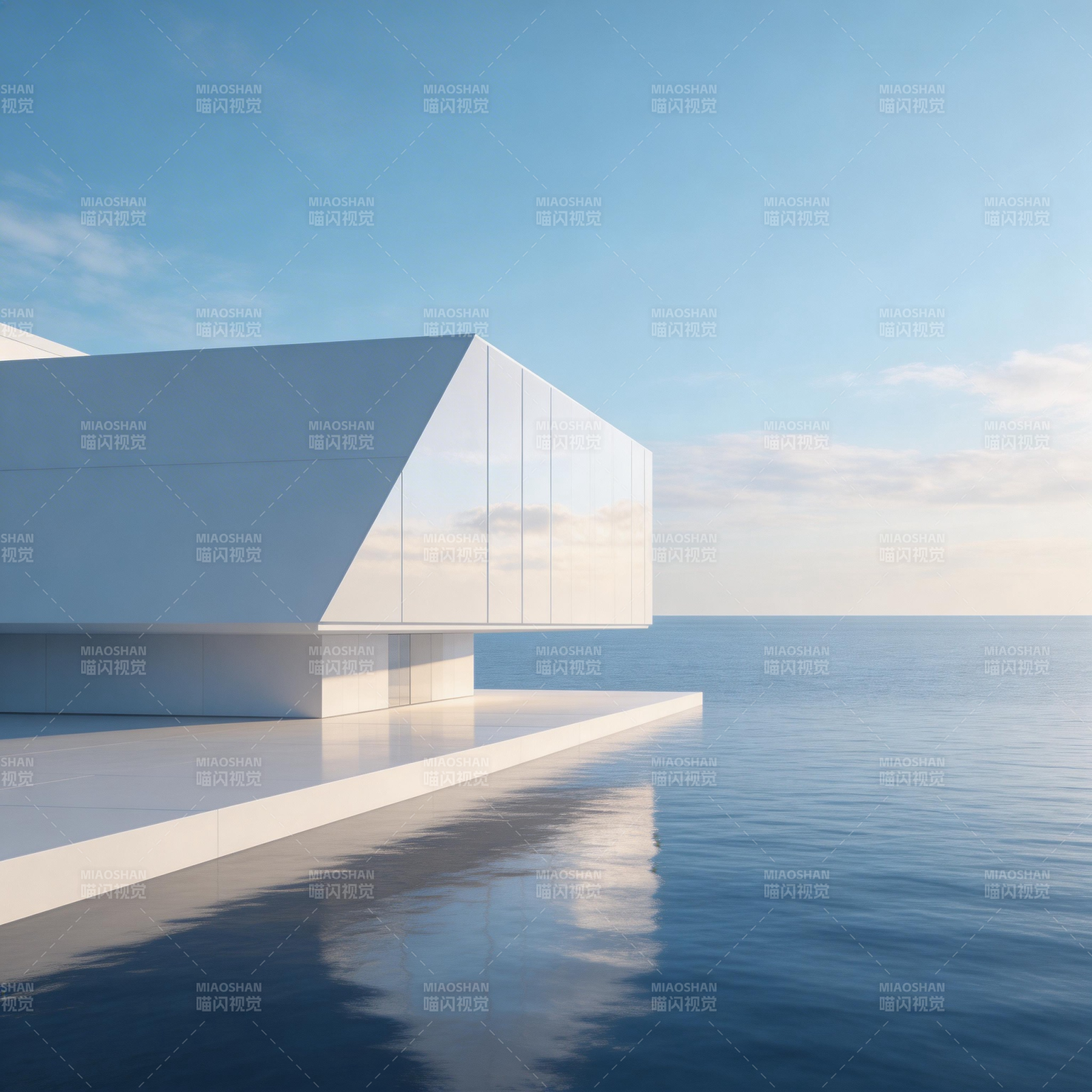 海天一色的现代建筑图片