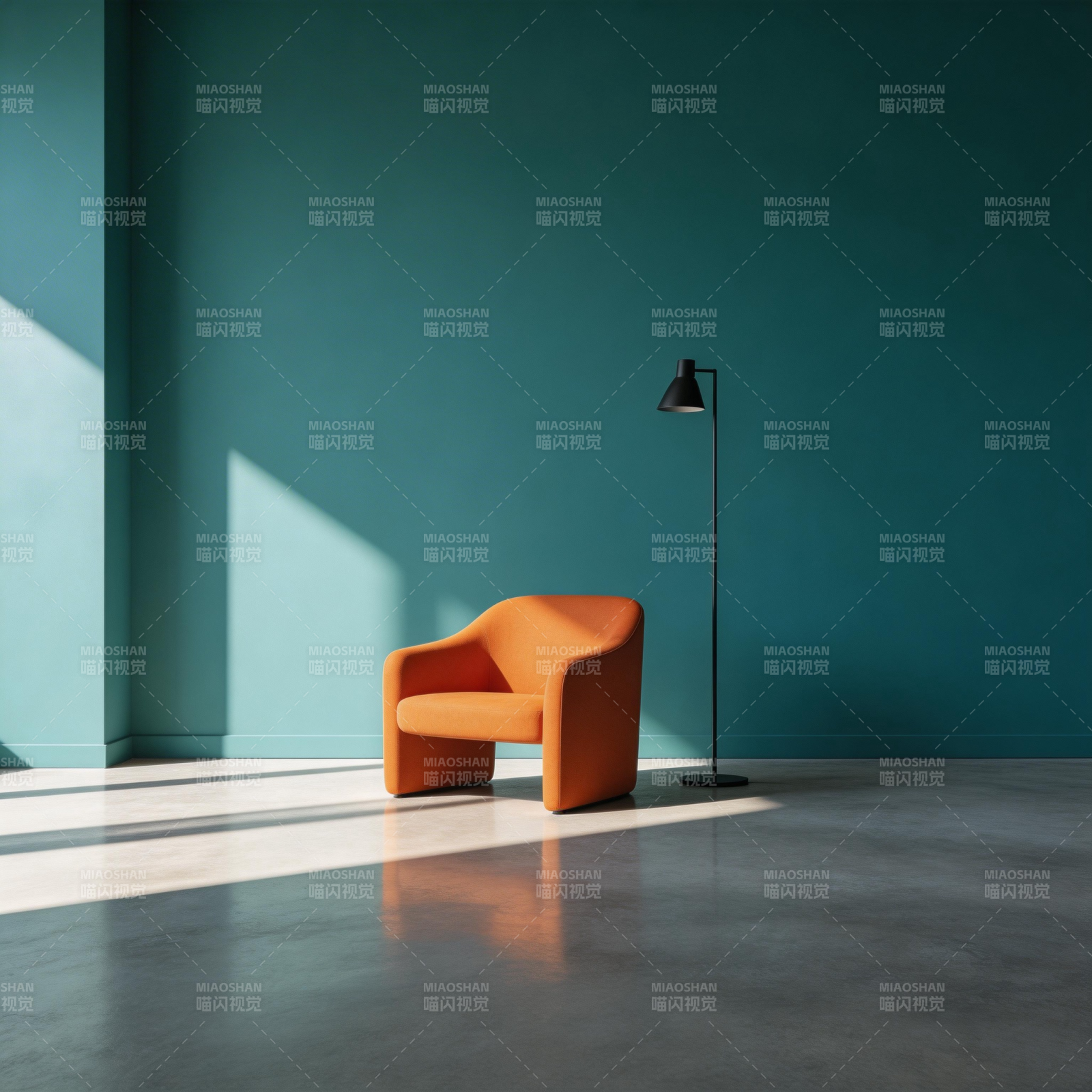 橙椅静谧角落图片