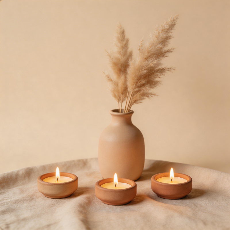 静谧烛光与干草图片