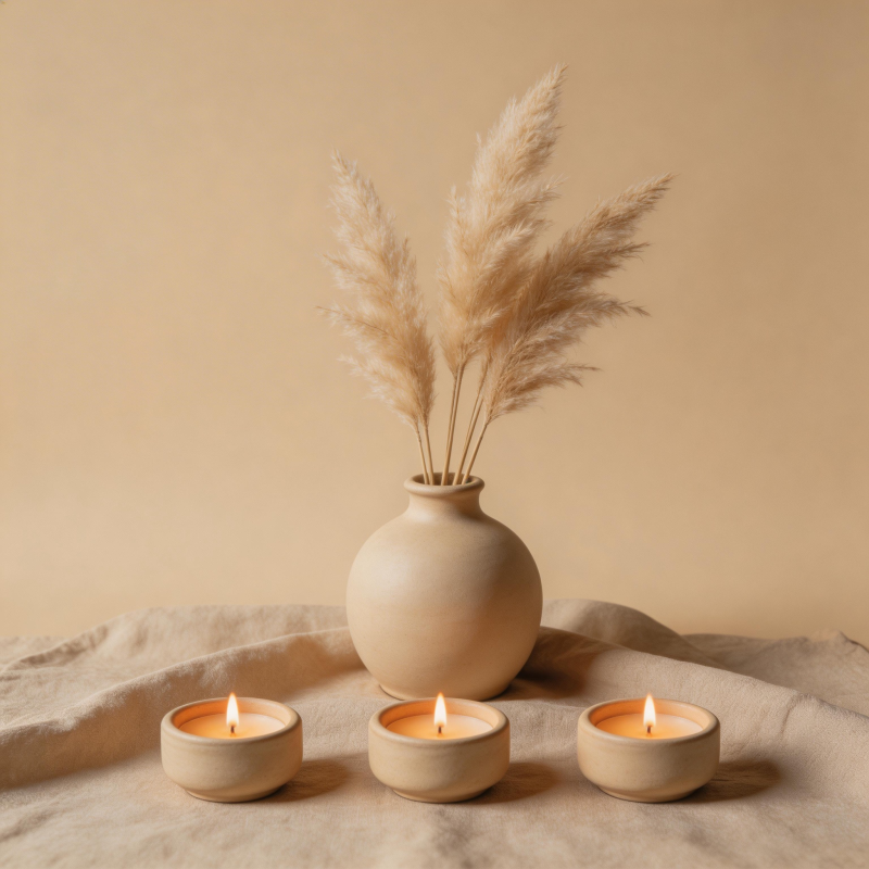 静谧烛光与干草图片