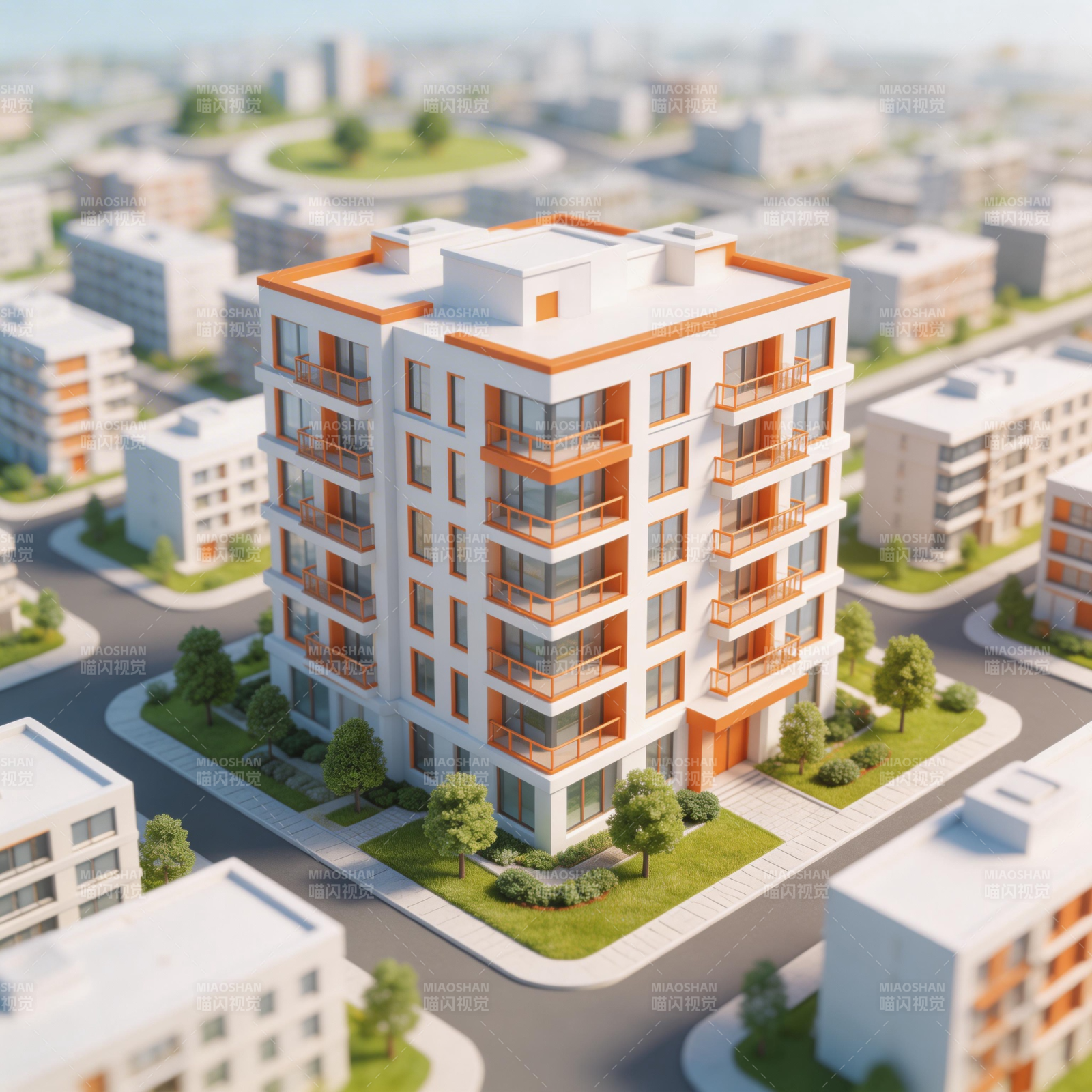 现代住宅楼模型图片