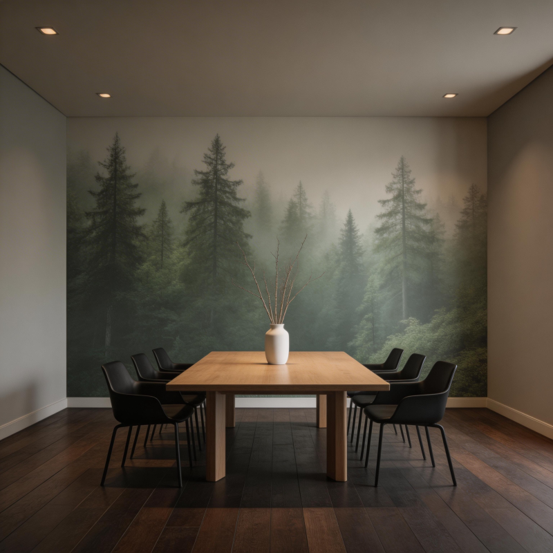 森林静谧餐桌景图片