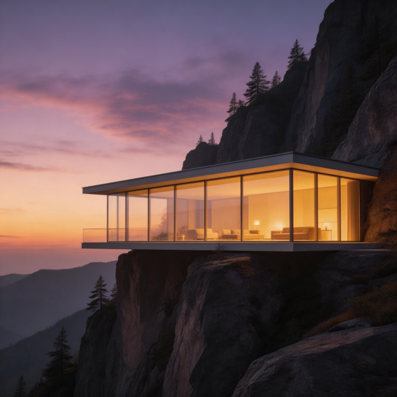 悬崖上的玻璃屋图片