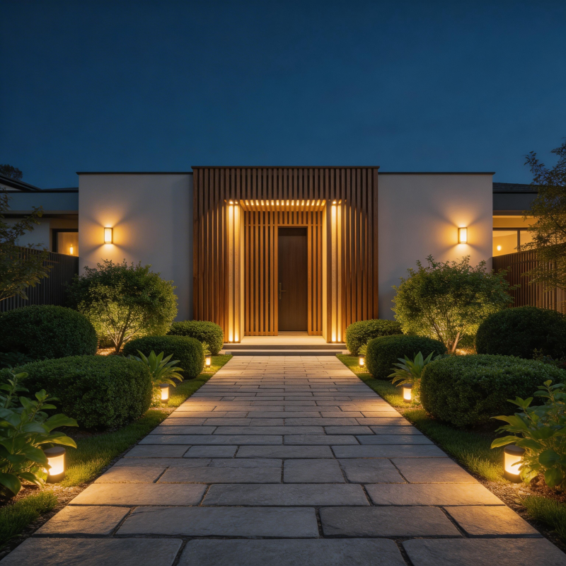 现代庭院夜景图片