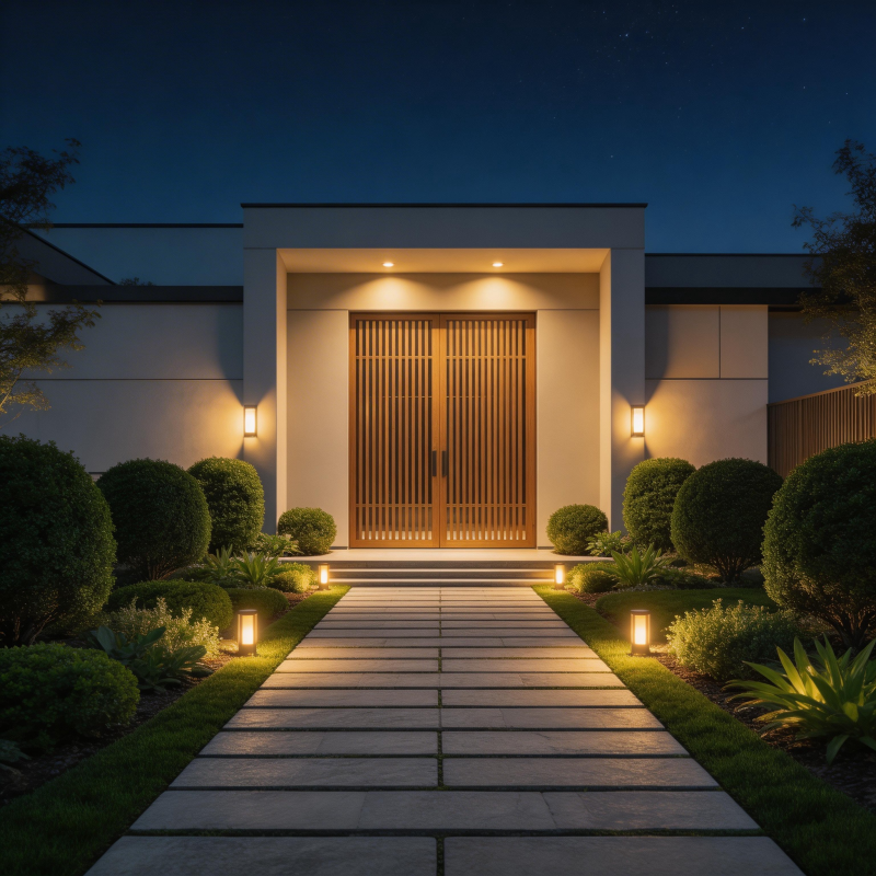 现代庭院夜景图片