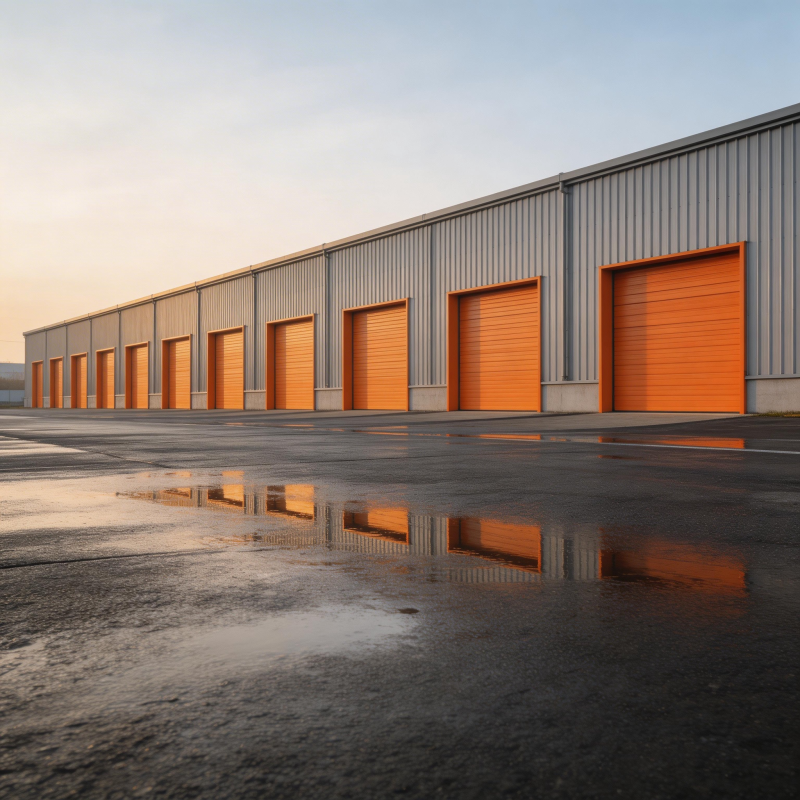 橙门仓库倒影图片