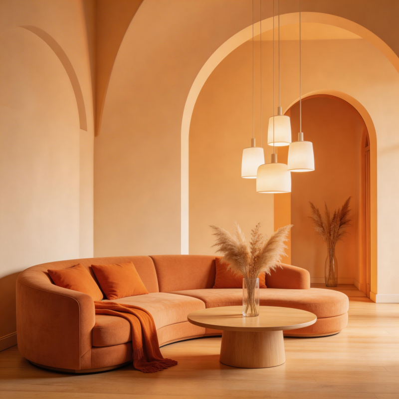 暖调拱门客厅图片