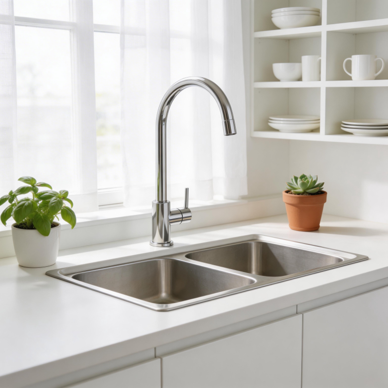 现代厨房水槽特写图片