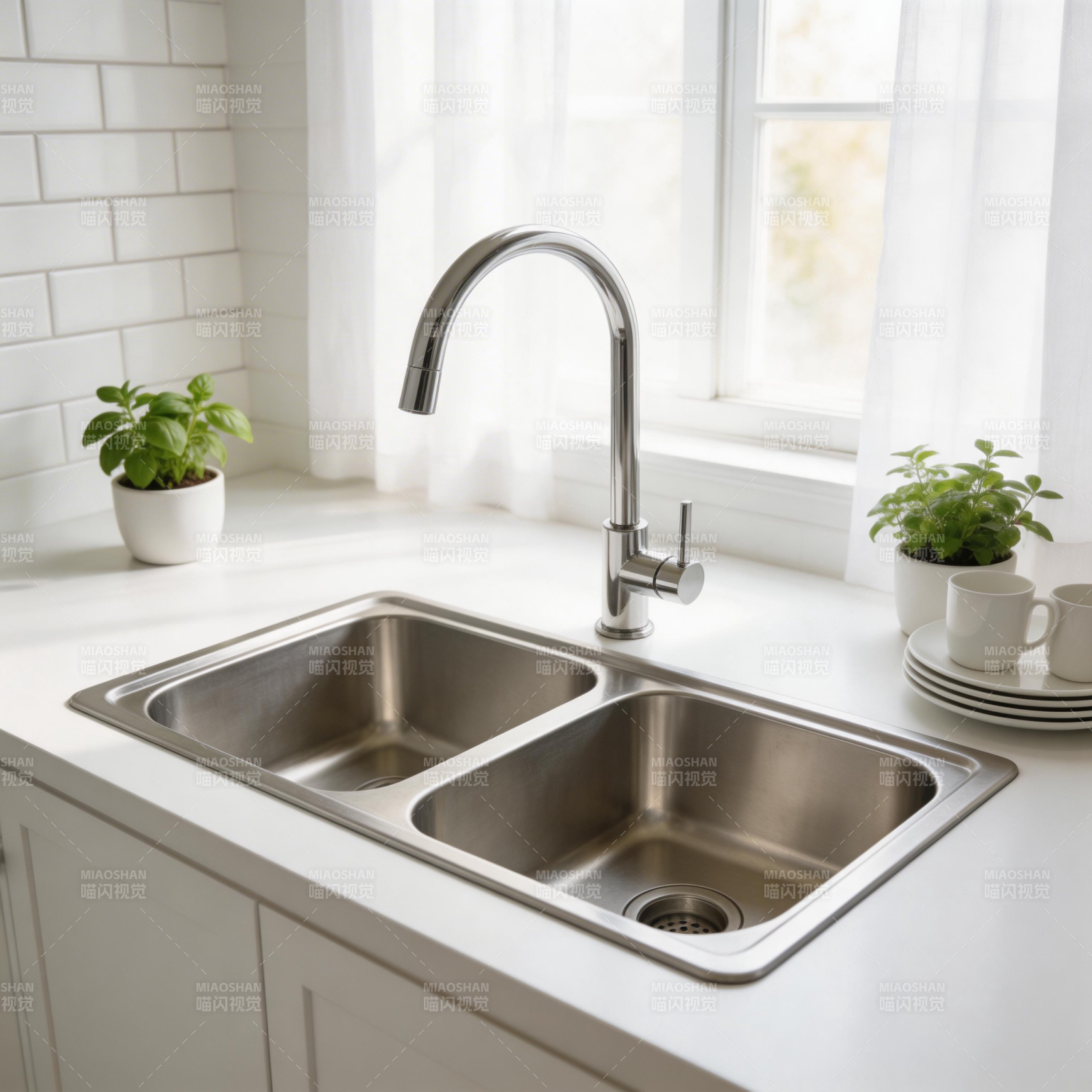 现代厨房双槽水池图片