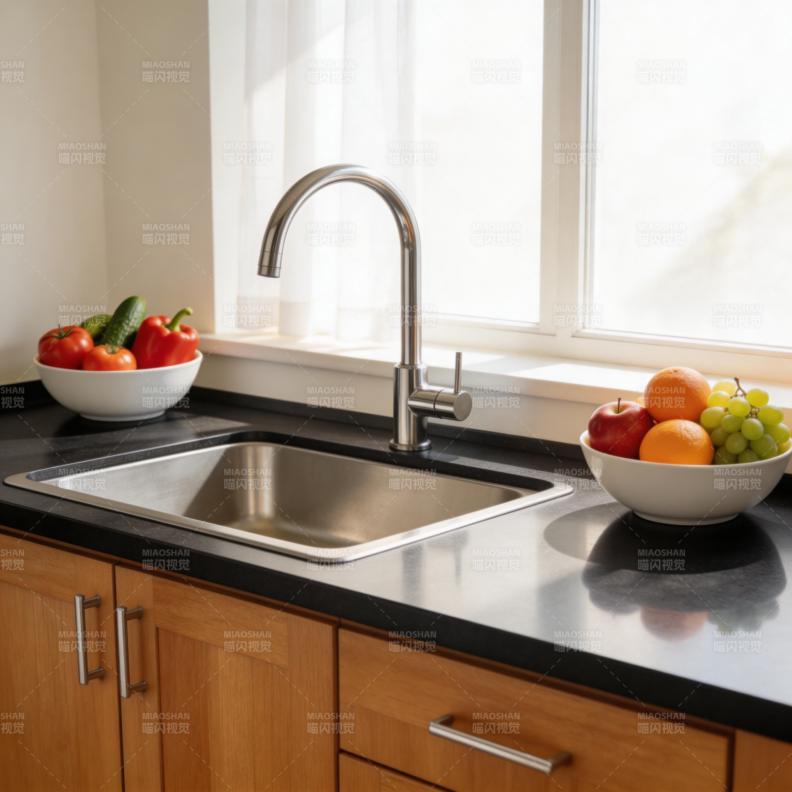 厨房水槽与水果图片