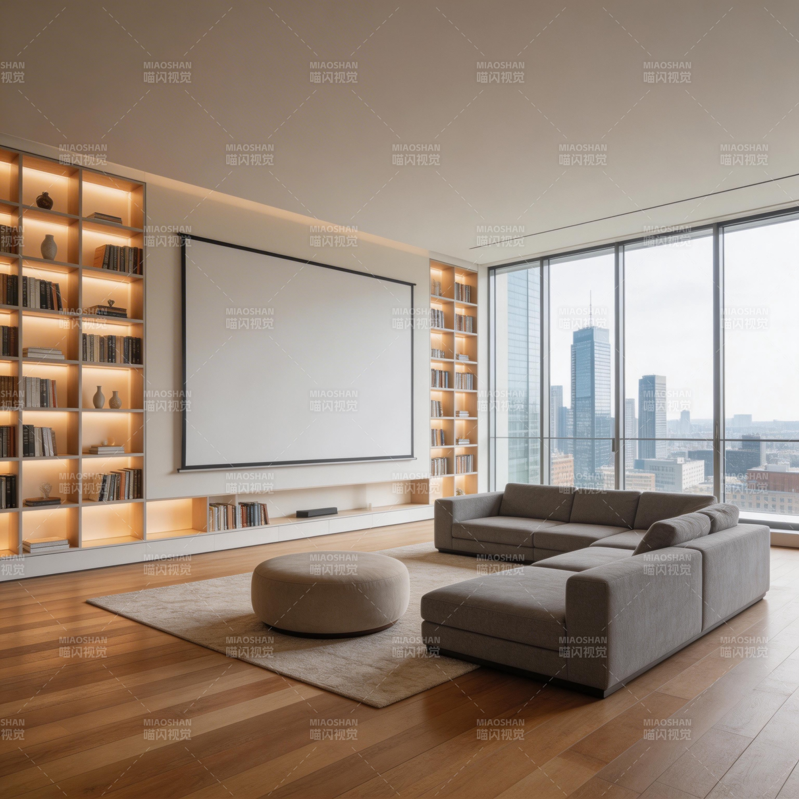 现代客厅全景窗图片