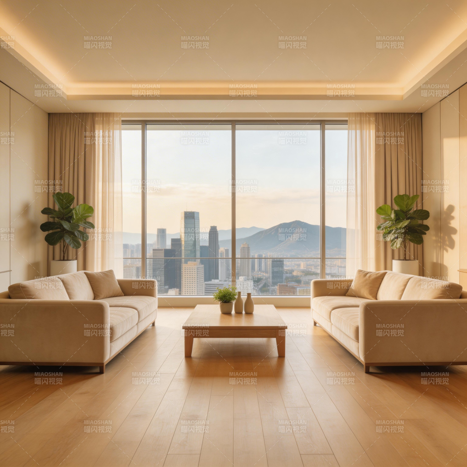 都市全景客厅图片