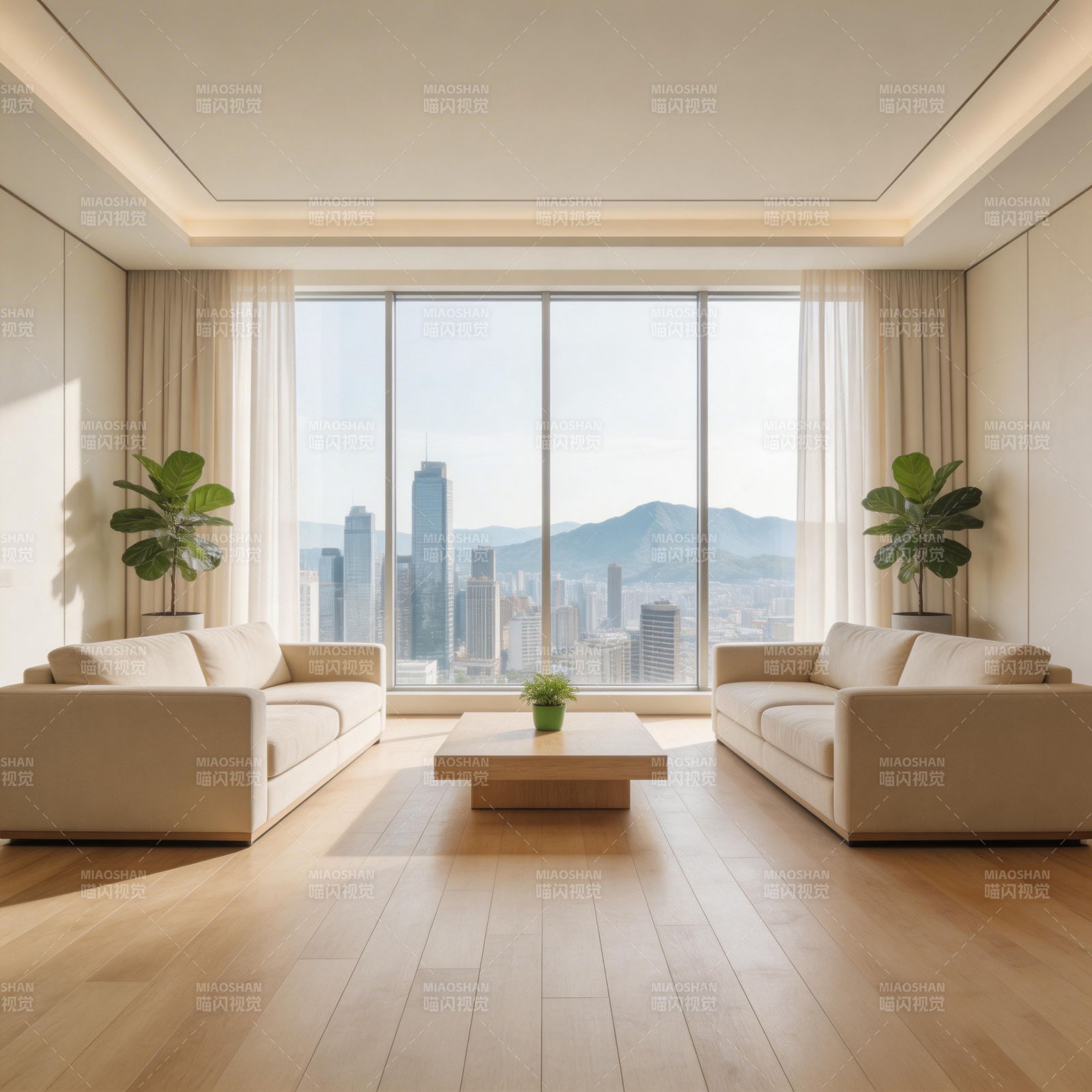 现代都市客厅美景图片