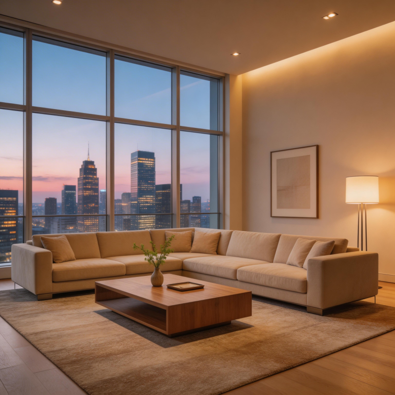 都市暮色客厅图片