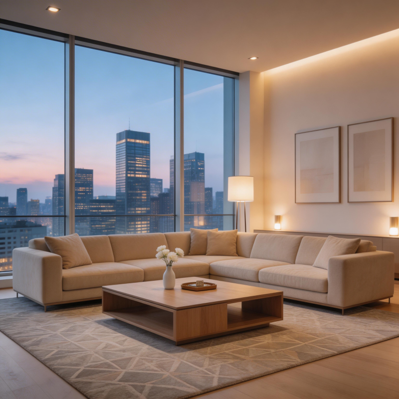 都市夜景客厅图片