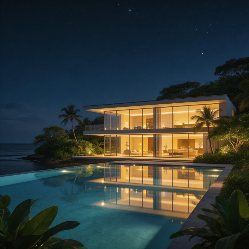 夜景海景别墅图片