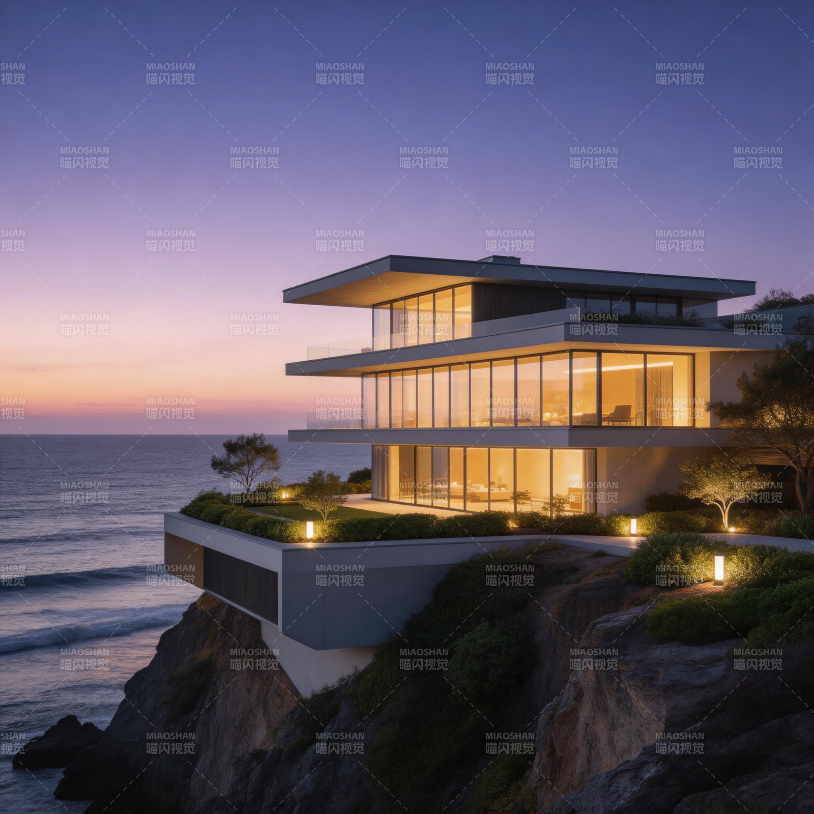 悬崖上的现代居所图片