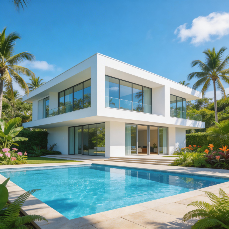 现代泳池别墅图片