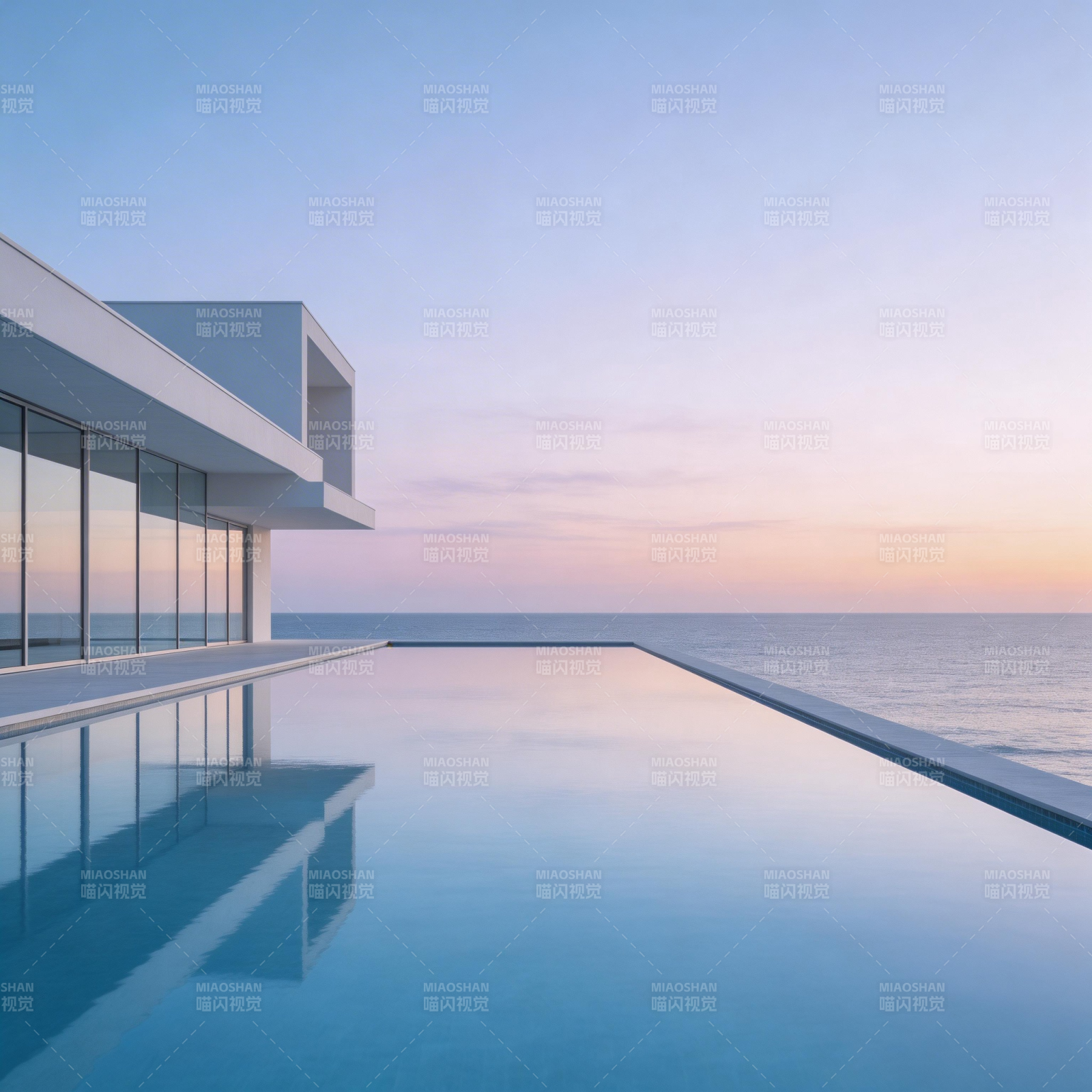 海天一色泳池景图片