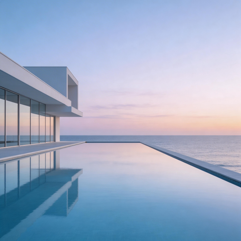 海天一色泳池景图片