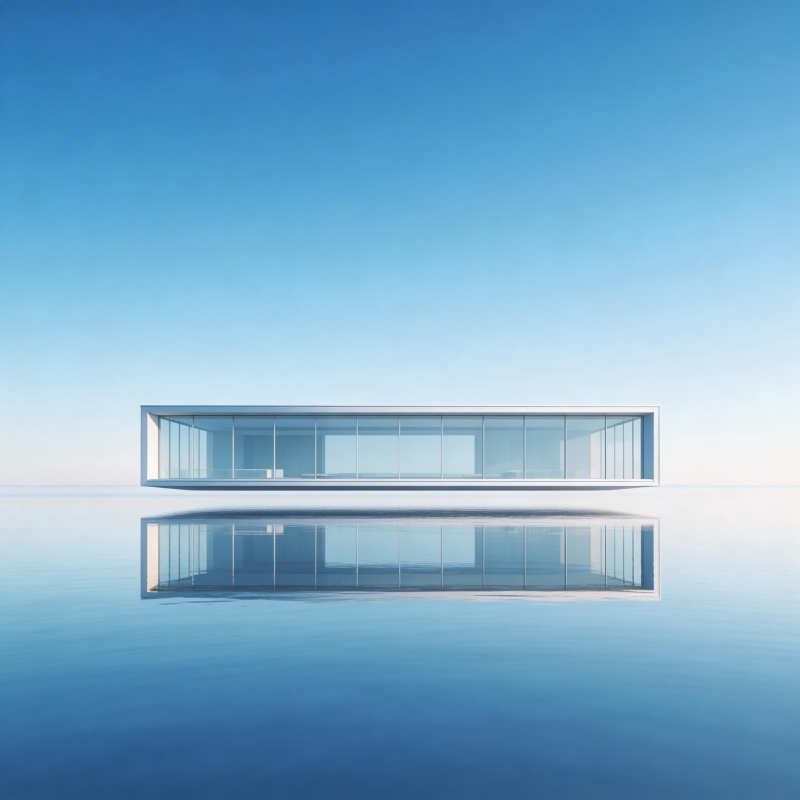 镜面建筑 水天一色图片