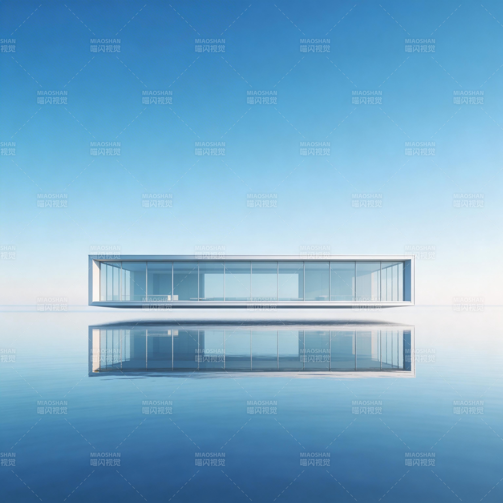 镜面建筑 水天一色图片