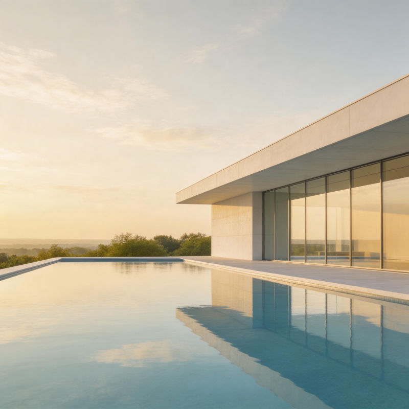 无边泳池与现代建筑图片