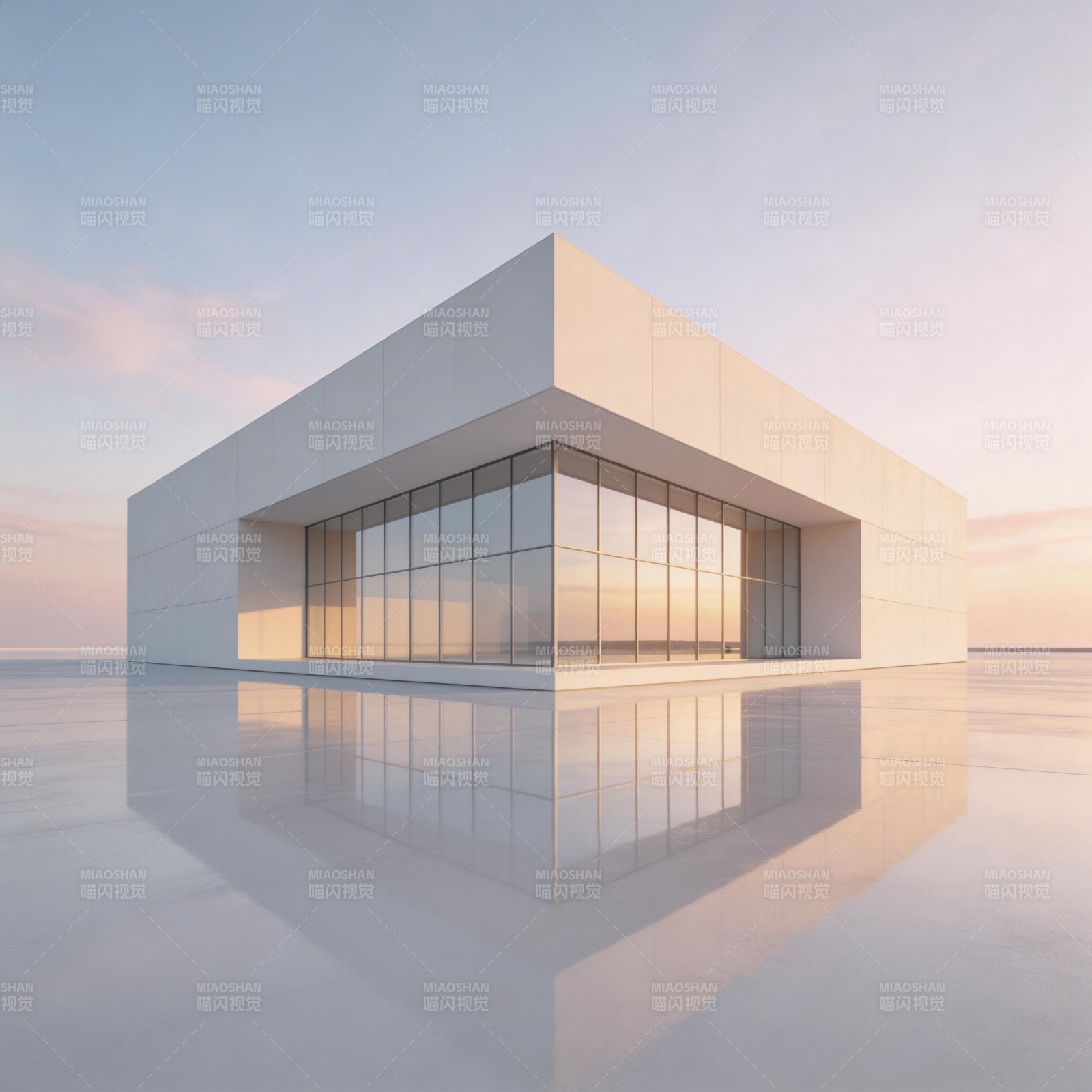 极简建筑倒影图片