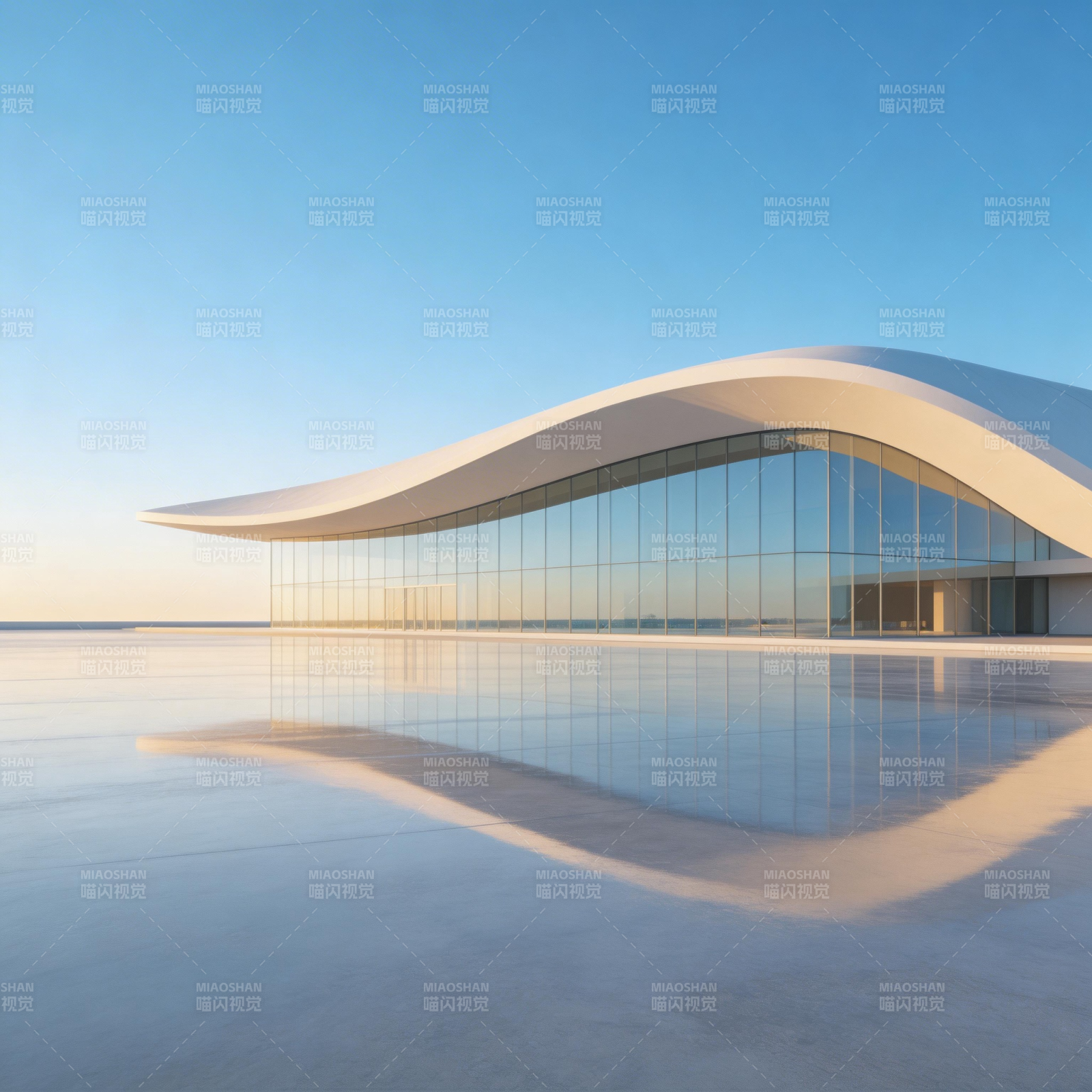 流线建筑倒影图片