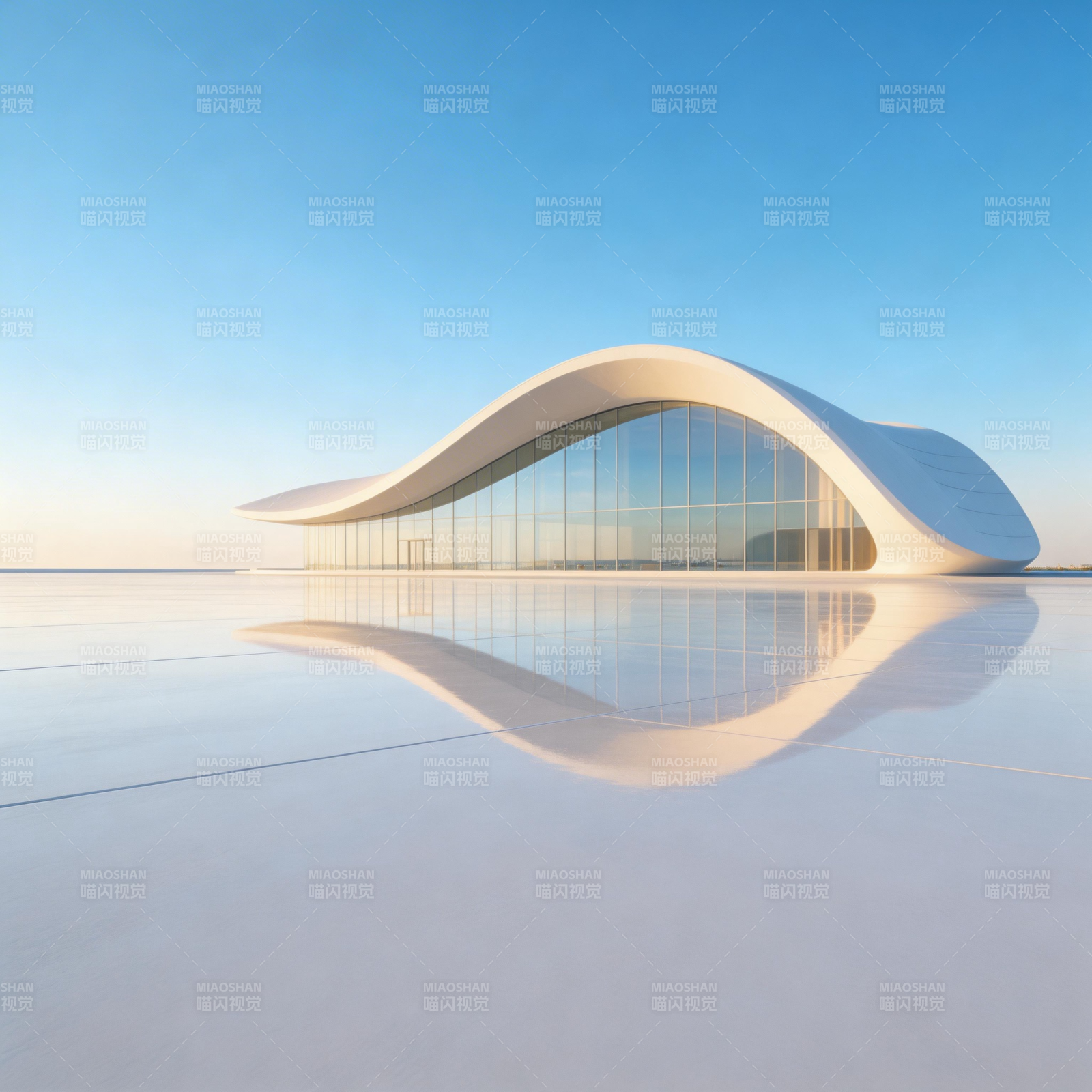 流线建筑倒影图片