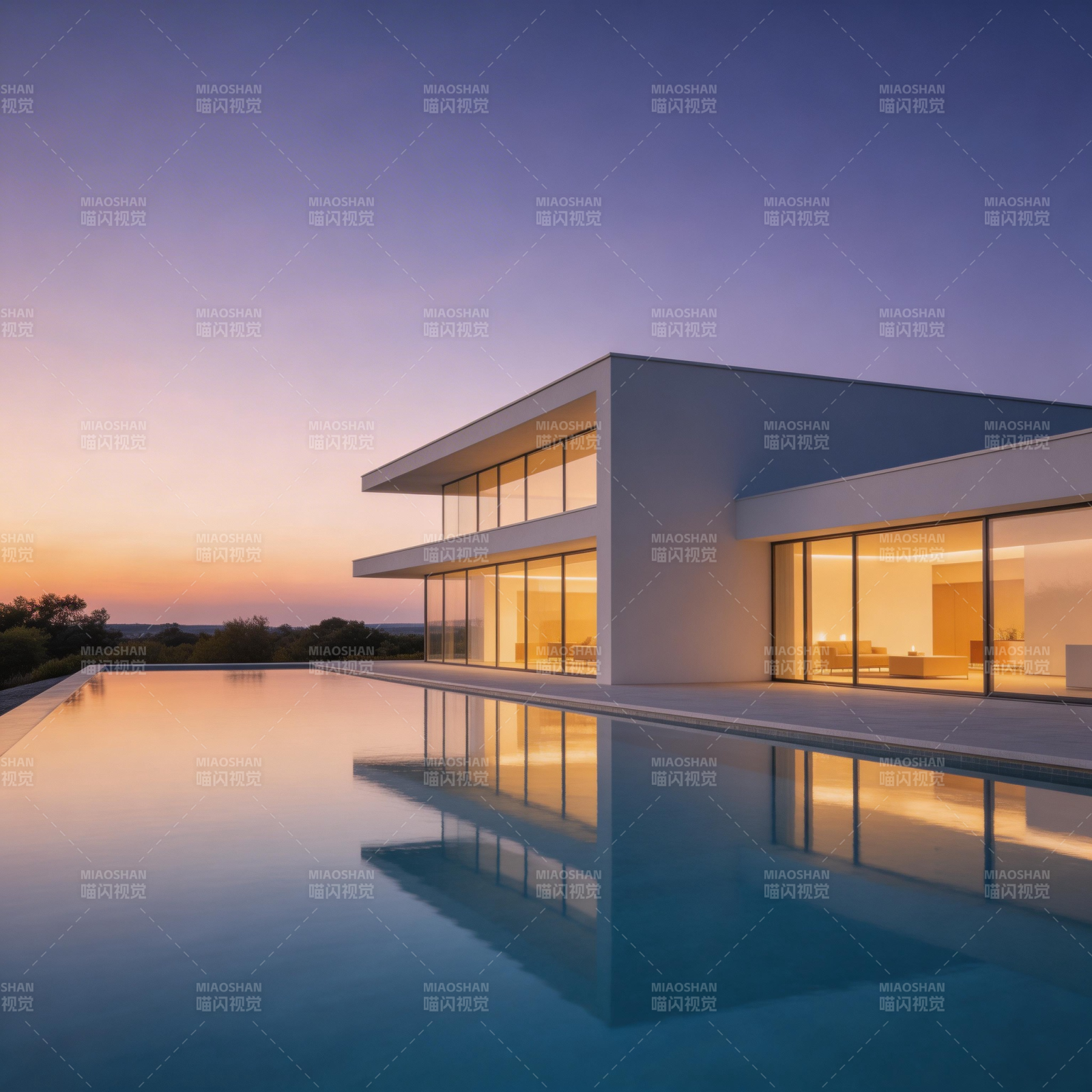 现代居所 静谧黄昏图片