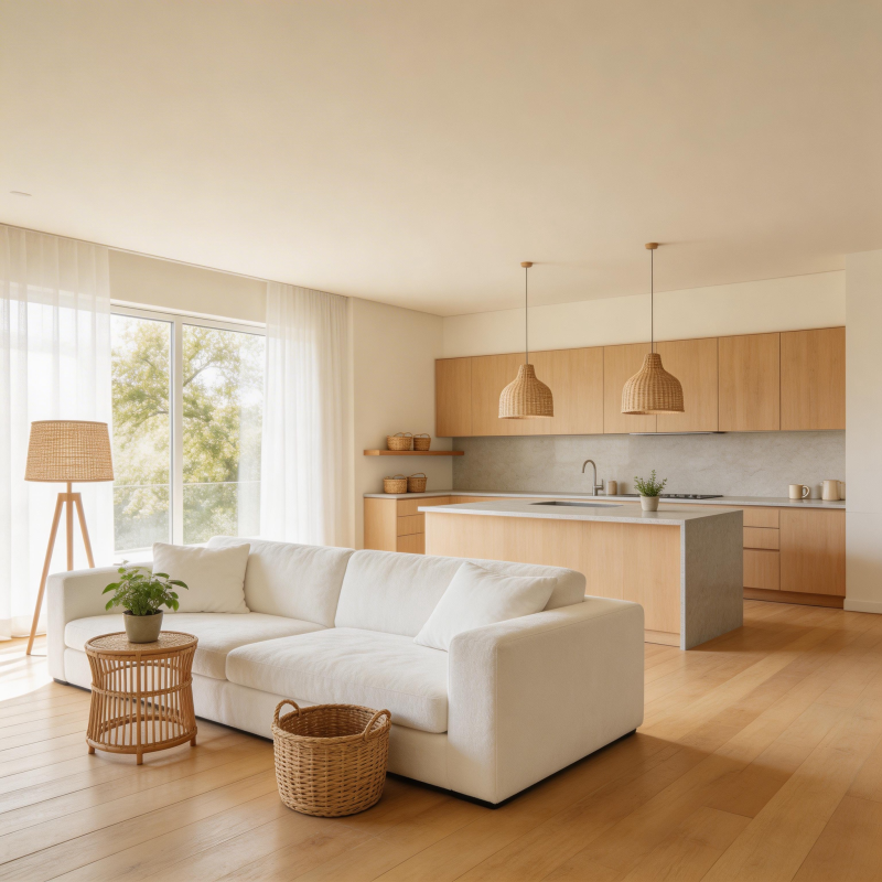 简约现代客厅厨房图片