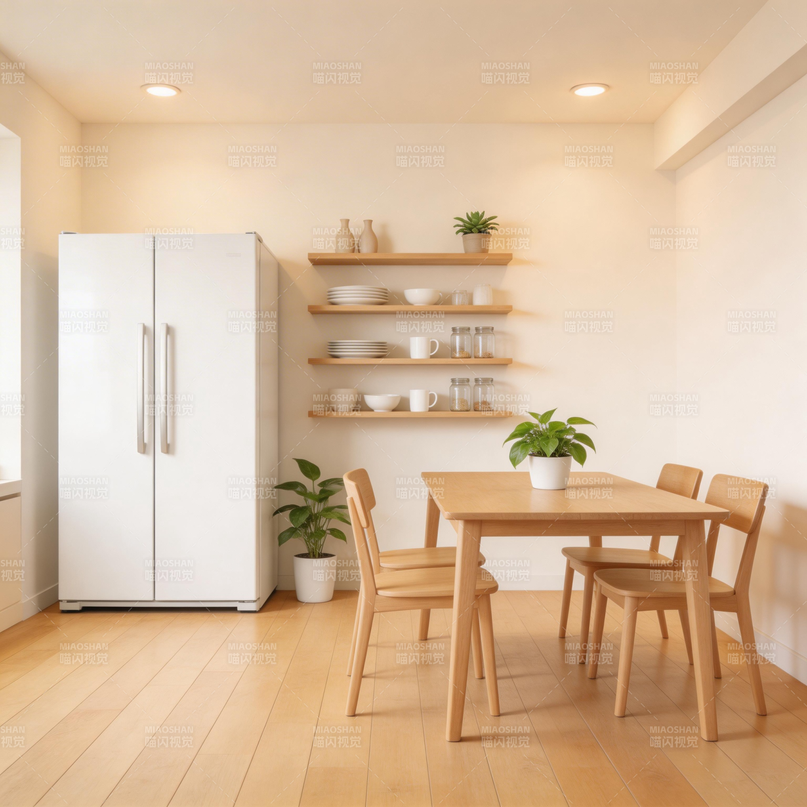 简约木质厨房餐桌图片