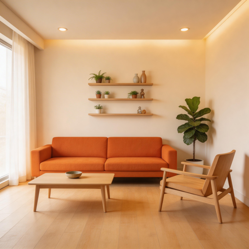 温馨橙色客厅图片