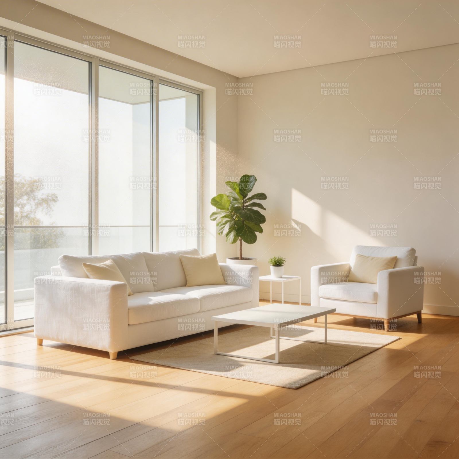 简约客厅阳光明媚图片