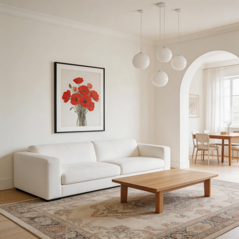 简约客厅红花点缀图片