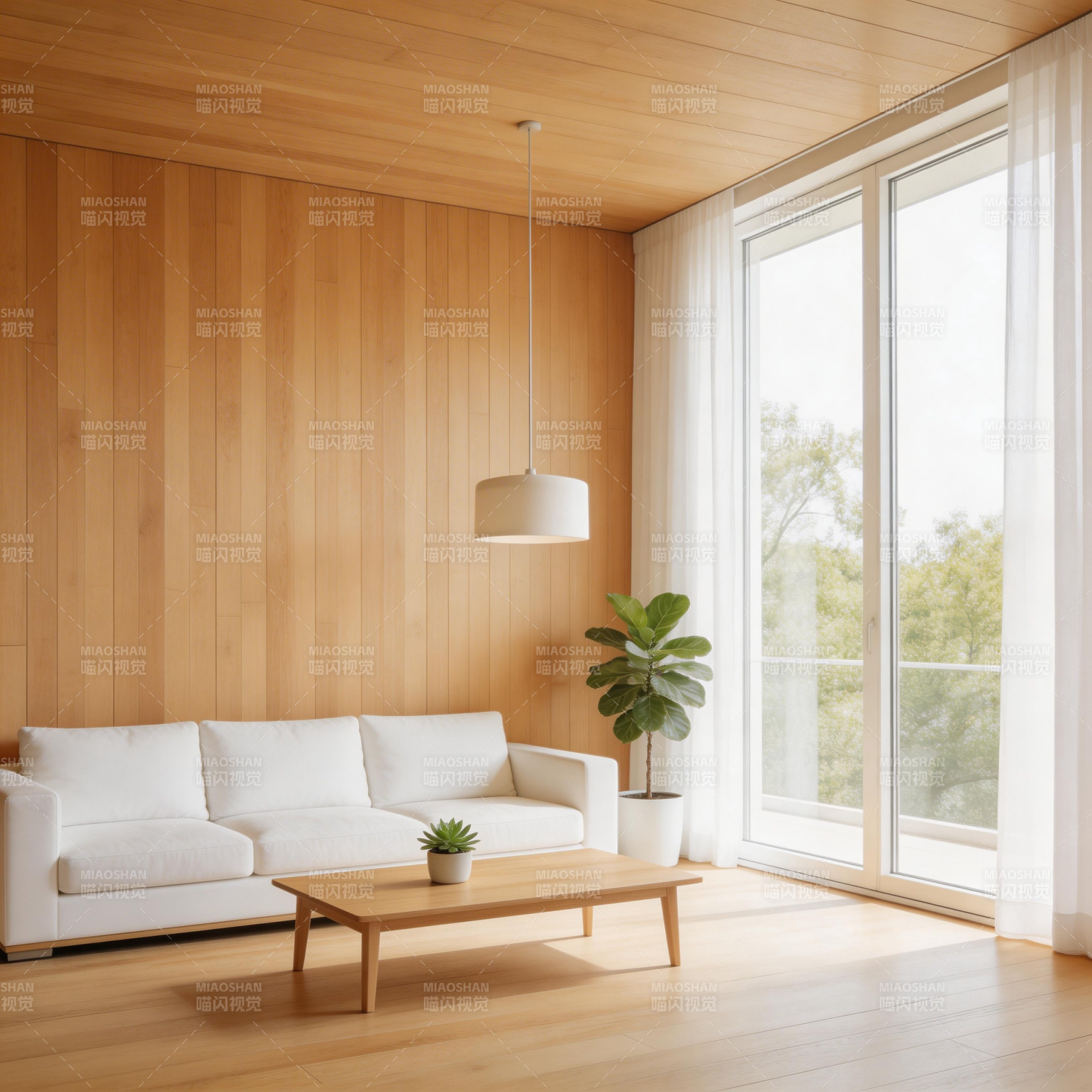 木质客厅 自然光满溢图片