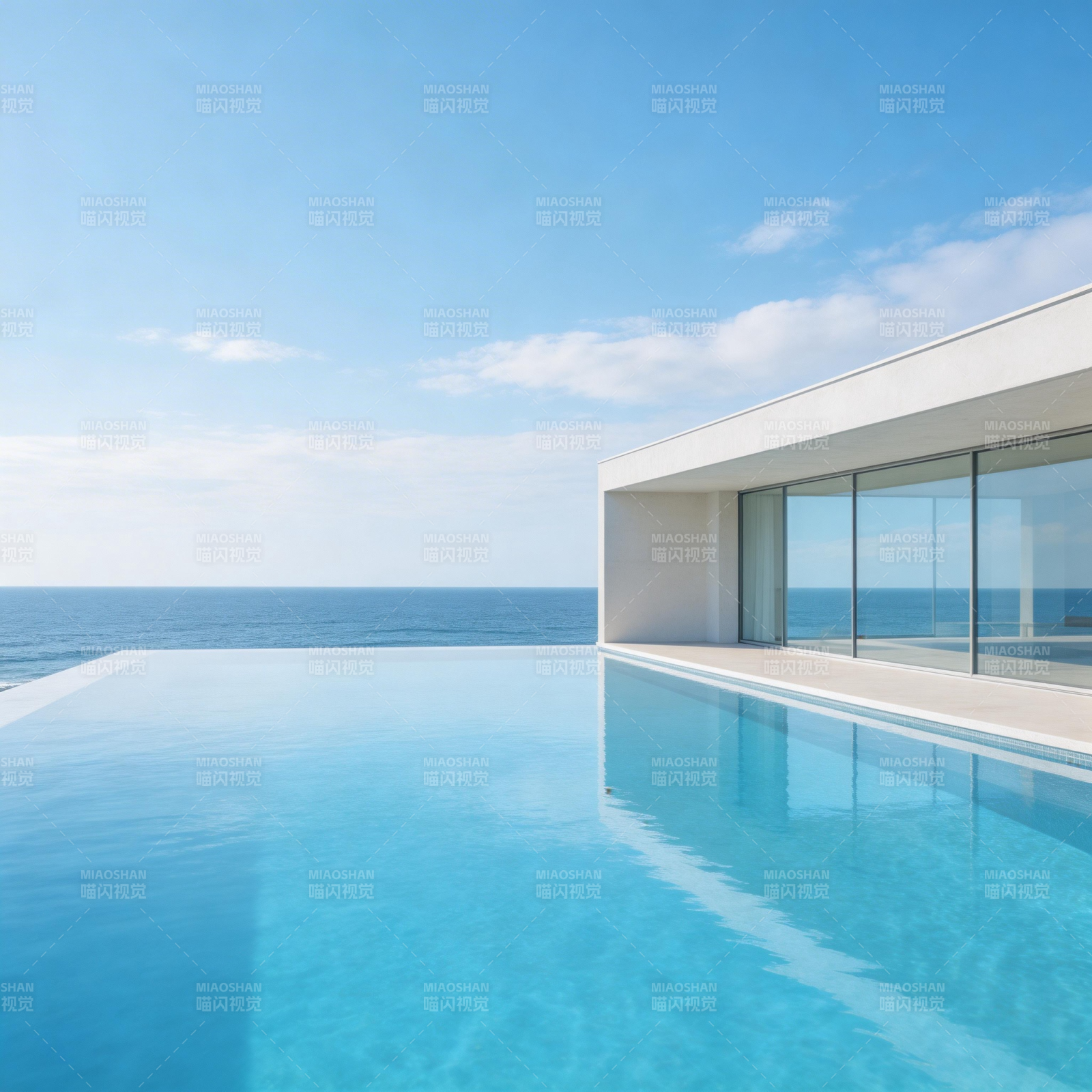 海天一色泳池景图片