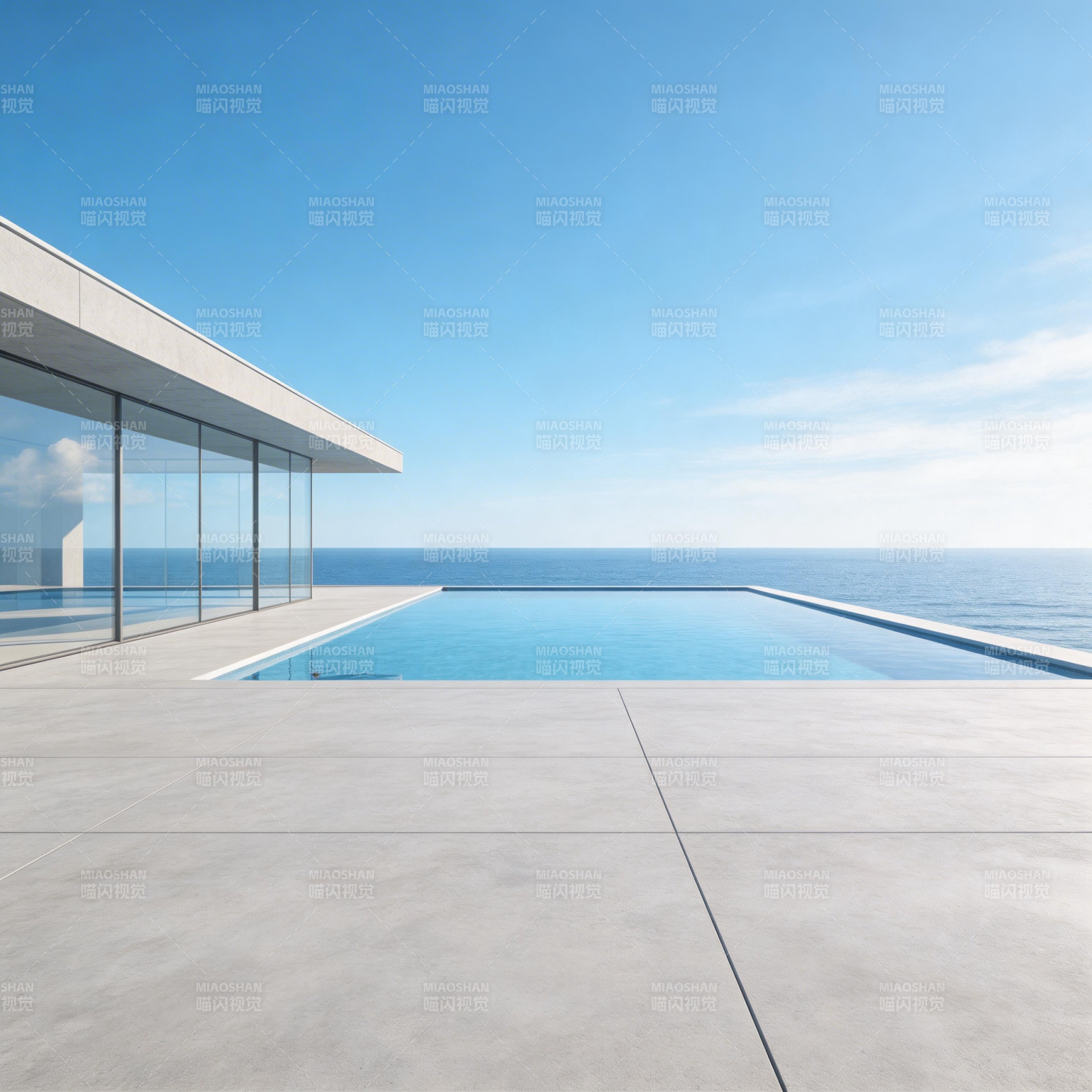 海天一色泳池景图片
