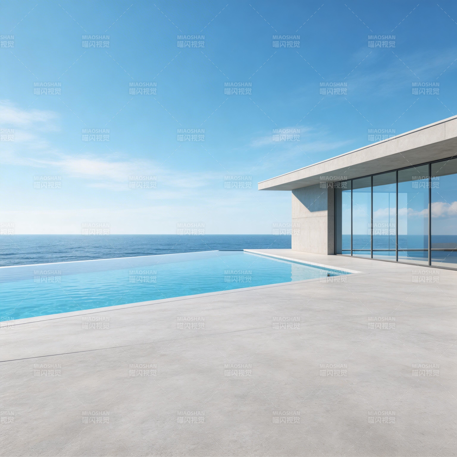 海天一色泳池景图片