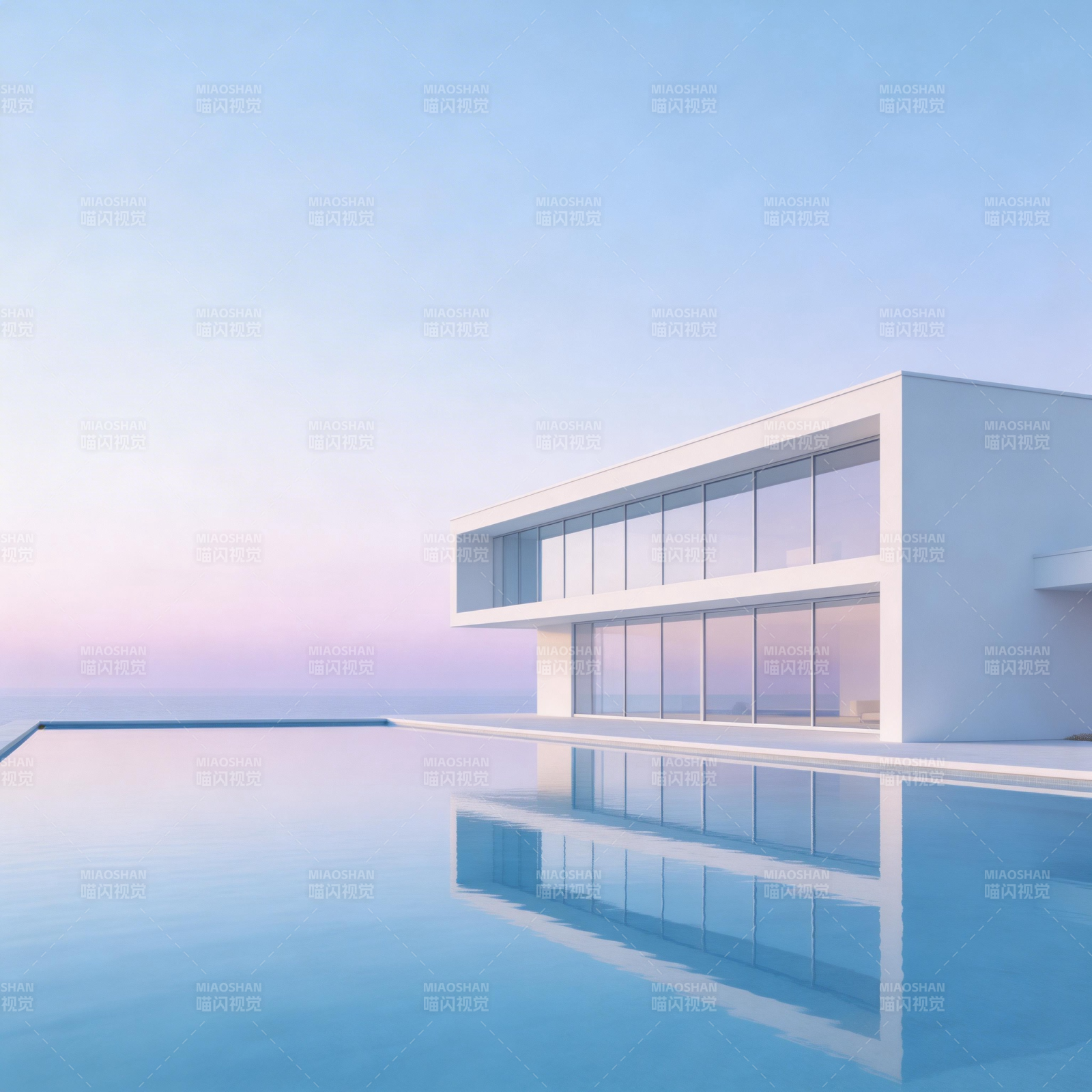 极简建筑与泳池图片