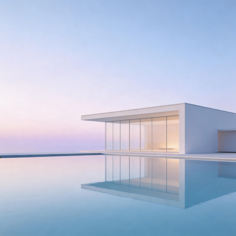 极简建筑与水景图片